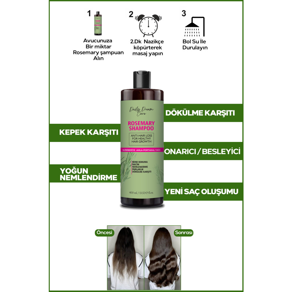 DAİLY DREAM CARE Mucize Biberiye Kompleks Şampuan Saç Oluşumunu Destekleyen Güçlü Formül 400 Ml Şampuan ve Saç Kremi Fiyatı