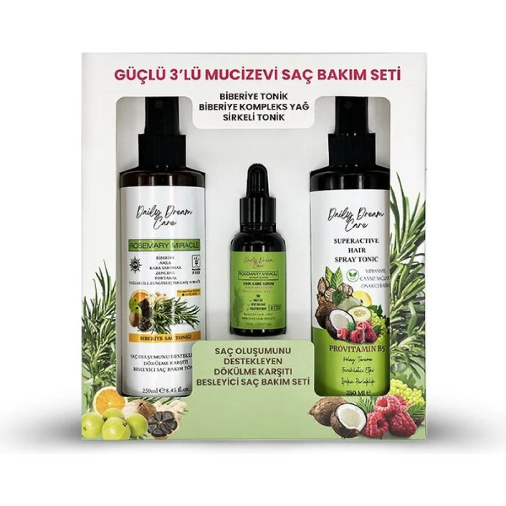 Daily Dream Care Rosemary Miracle Güçlü Mucizevi Saç Bakım Seti Biberiye Bakımı 3'lü Set (Tonik + Serum) Oto Boyaları Fiyatı