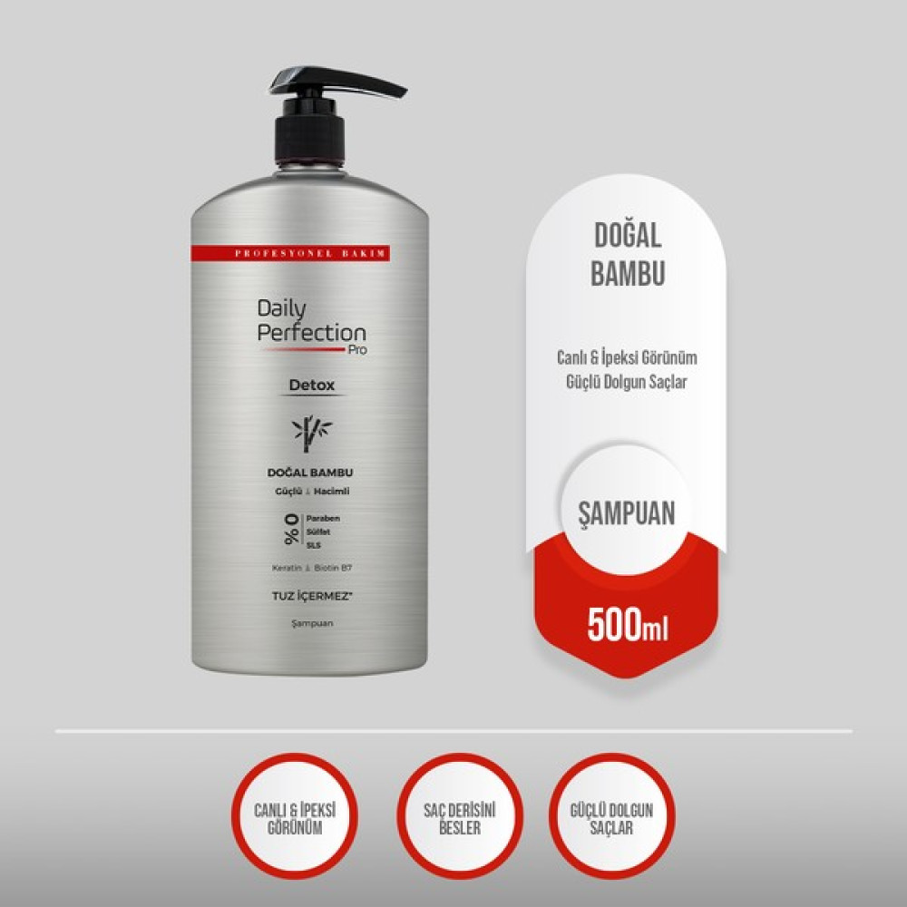 Daily Perfection Detox Şampuanı - Doğal Bambu 500 ml - 1 Şampuan ve Saç Kremi Fiyatı