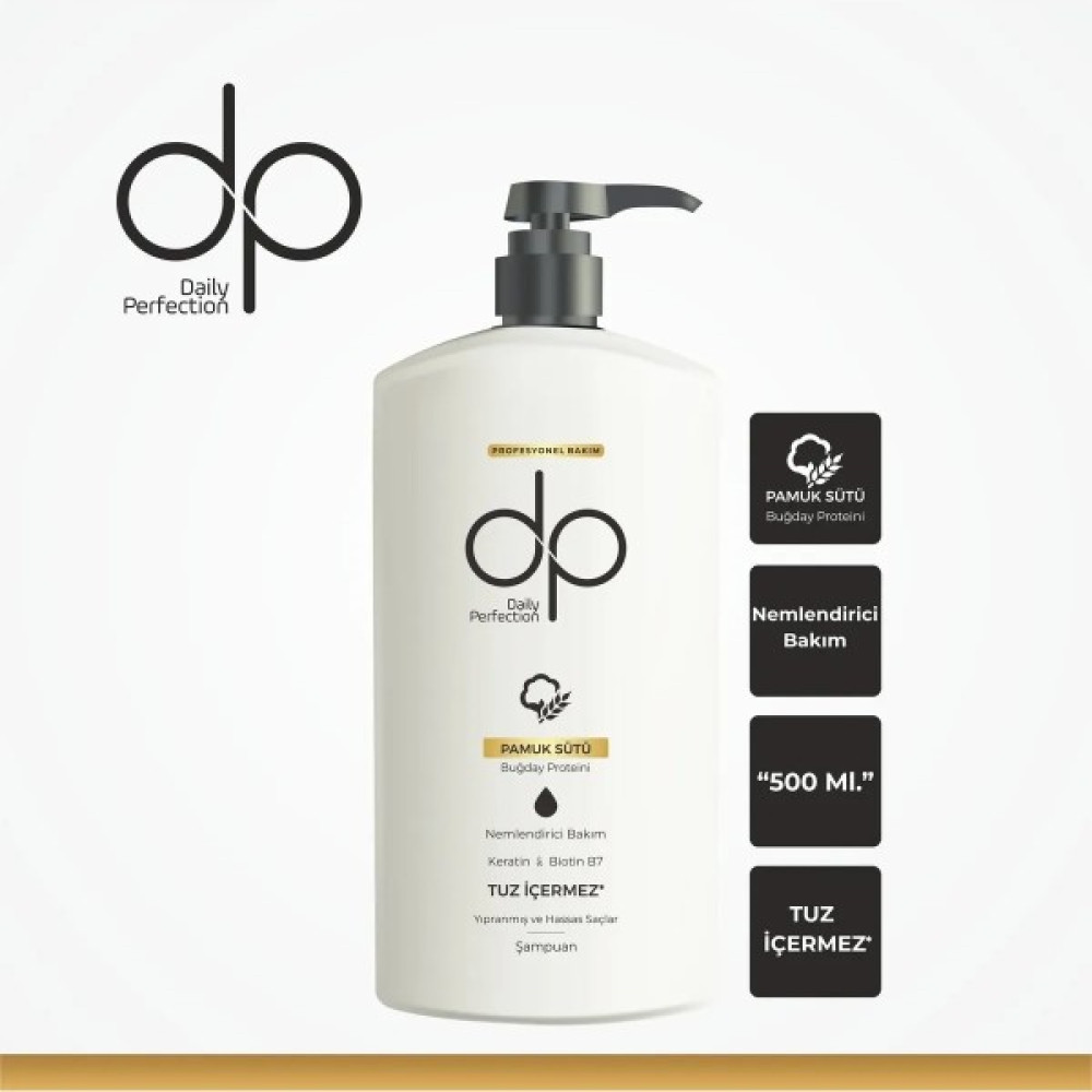 Daily Perfection Pamuk Sütü Buğday Proteini Tuzsuz Şampuan 500 ml - Nemlendirici Bakım Keratin & Biotin B7 Yıpranmış ve Hassas Saçlar Şampuan ve Saç Kremi Fiyatı