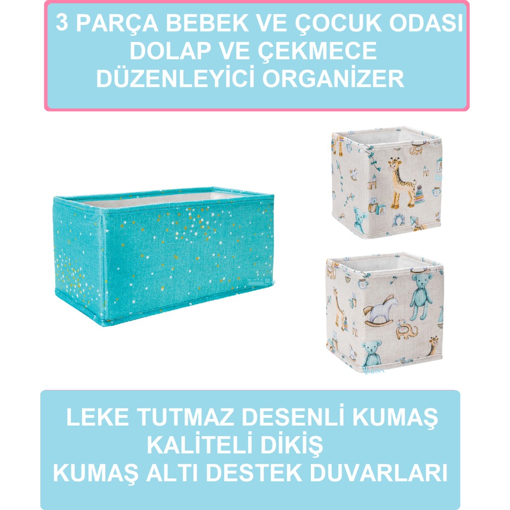 Daisy Home Bebek ve Çocuk Odası Çekmece Düzenleyici Organizer 3 Parça - Mavi Diğer Fiyatı