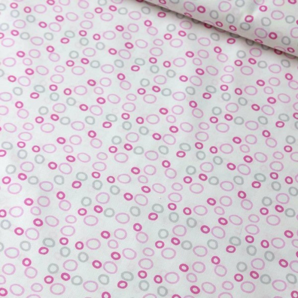 Daisy Star Pembe Yuvarlak Poplin Kumaş - 160 cm - 1 m Kumaşlar Fiyatı