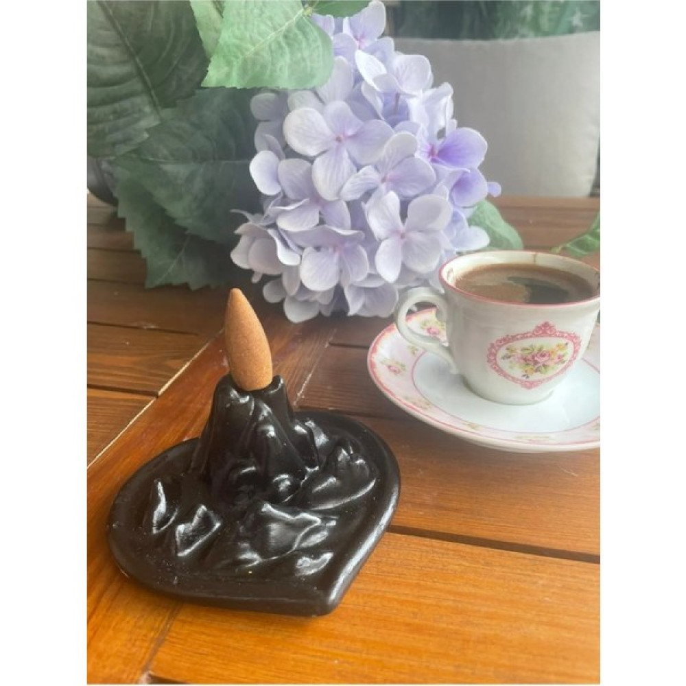 Daisy Style Kalp Dağı Tasarım Geri Atış Tütsülük - Siyah Dekoratif Mum Fiyatı