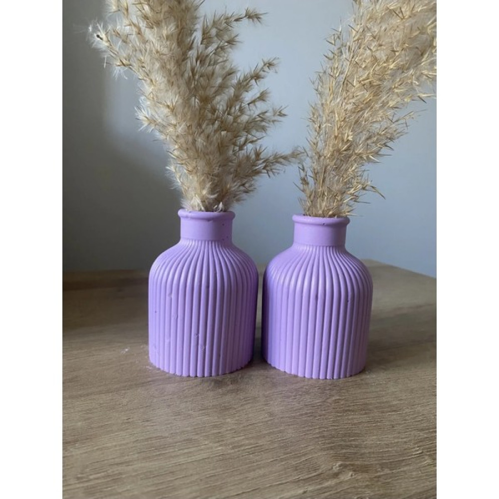 Daisy Style Pampas Vazosu Dekoratif Beton Vazo Biblo 10CM Çokşık 2'li Gönderim - Beyaz - Lila Vazo Fiyatı