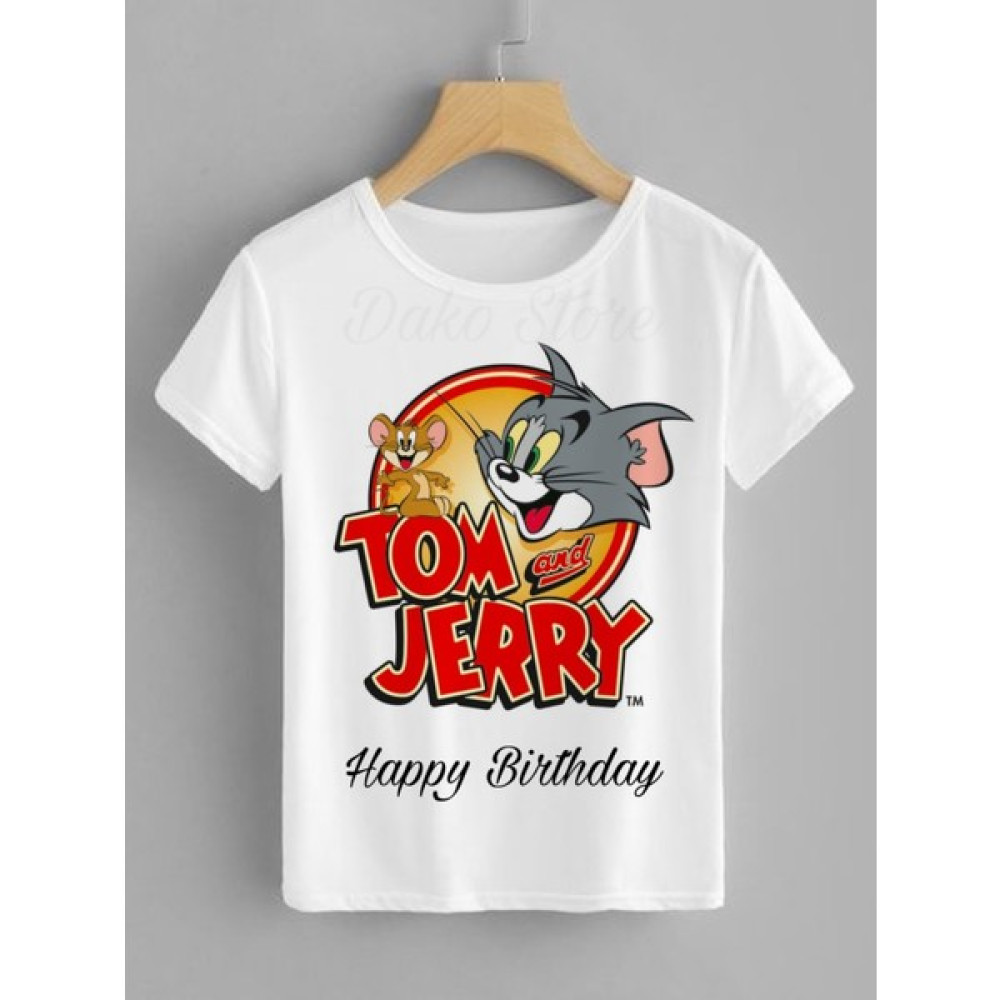 Dakons Tom ve Jerry Doğumgünü Özel Baskı Çocuk Tişört Erkek Çocuk T-shirt Fiyatı