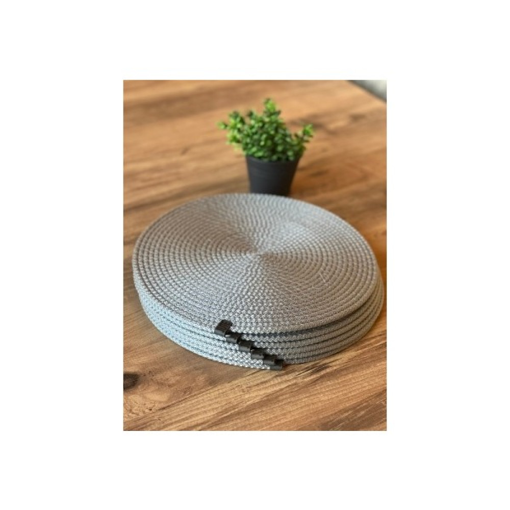 Dalenes Ticaret 6'lı Hasır Sunum Supla Çeyiz Takım Örme Bambu Örgü Tabak Altı Yanmaz Amerikan Servis - 32 x 32 cm - Gri Amerikan Servis Fiyatı