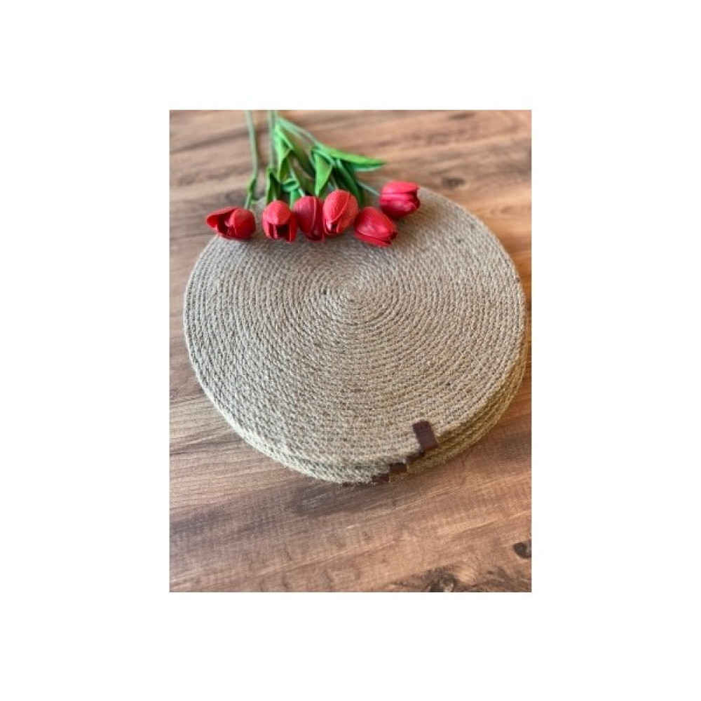 Dalenes Ticaret 6'lı Hasır Sunum Supla Çeyiz Takım Örme Bambu Örgü Tabak Altı Yanmaz Amerikan Servis - Bej - 32 x 32 cm Amerikan Servis Fiyatı