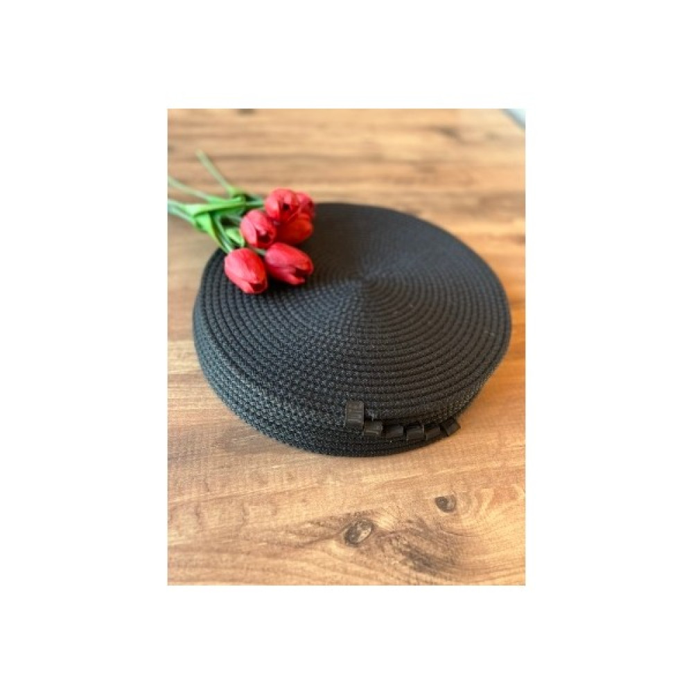 Dalenes Ticaret 6'lı Hasır Sunum Supla Çeyiz Takım Örme Bambu Örgü Tabak Altı Yanmaz Amerikan Servis - Siyah - 32 x 32 cm Amerikan Servis Fiyatı