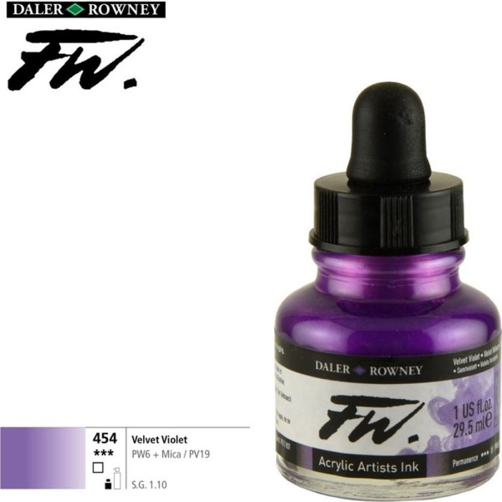 Daler Rowney Likit Akrilik Pistole Mürekkebi Fw Ink 29.5ml 454 Velvet Violet Oto Boyaları Fiyatı