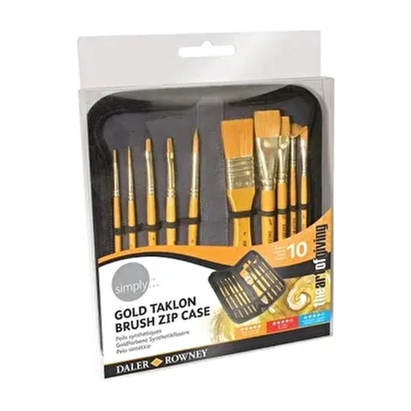 Daler Rowney Simply Gold Taklon Akrilik Fırça Seti 10'lu Renkli Çantalı Özellikleri ile Sanatçılar İçin Fırça Fiyatı
