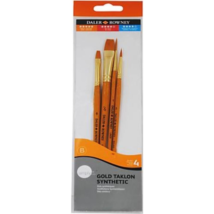 Daler Rowney Simply Gold Taklon Synthetic 4ü Fırça Seti KOD:402 Resim Yağlı Boya Fiyatı