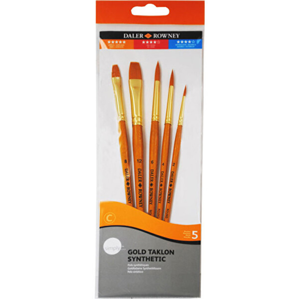 Daler Rowney Simply Gold Taklon Synthetic 5li Fırça Seti KOD:502 Sanatsal Malzemeler Fiyatı