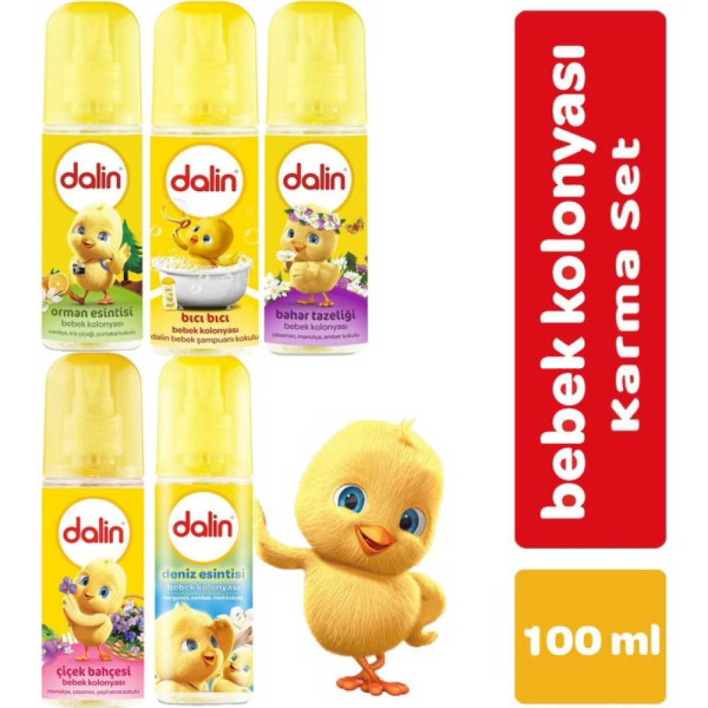Dalin Bebek Kolonyası 100 ml (Bıcı Bıcı- Orman- Bahar- Çicek- Deniz) Karma 5 Li Set Bebek Kolonyası Fiyatı