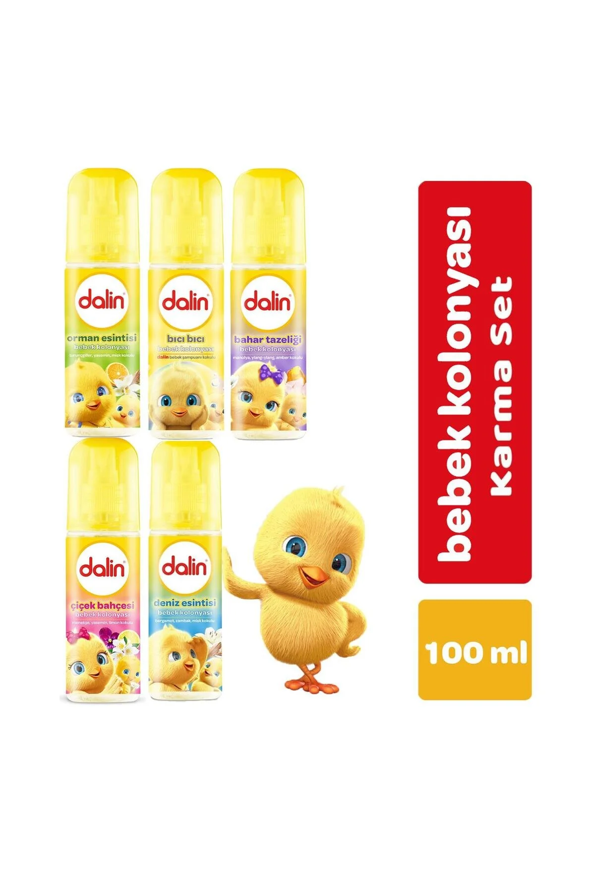 Dalin Bebek Kolonyası 100 ml (Bıcı Bıcı- Orman- Bahar- Çicek- Deniz) Karma 5 Li Set" Bebek Pudra Fiyatı