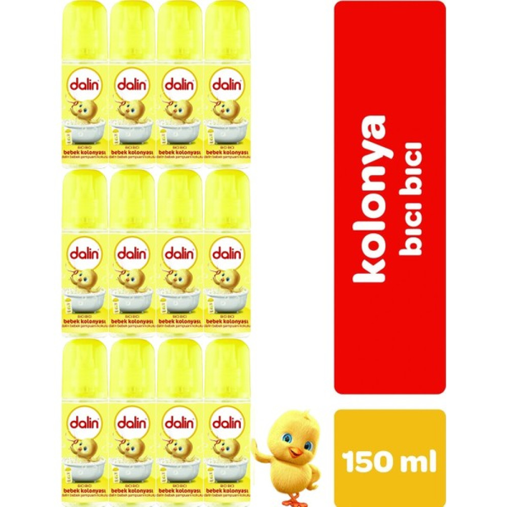 Dalin Bebek Kolonyası 150ML (Bıcı Bıcı Kokusu) Klasik 12 Li Set - Renkli Bebek Kolonyası Fiyatı