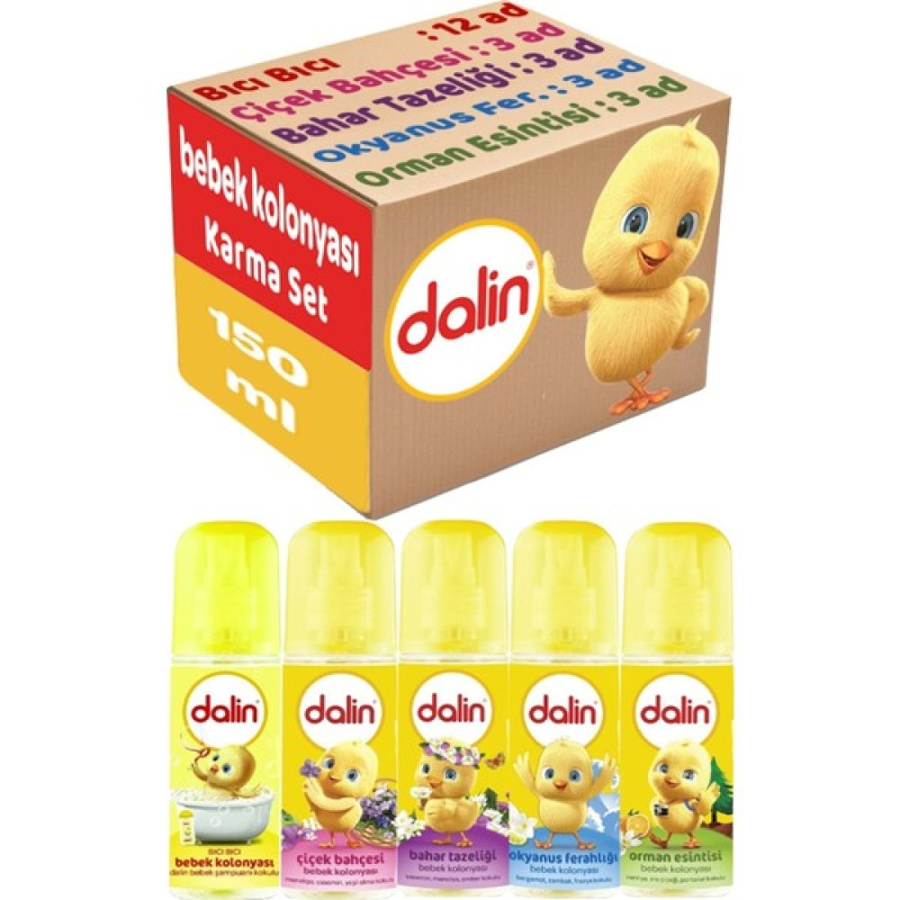 Dalin Bebek Kolonyası 150ML (Bıcı Bıcı-Orman-Çiçek-Okyanus-Bahar) Karma 24 Lü Set Bebek Kolonyası Fiyatı