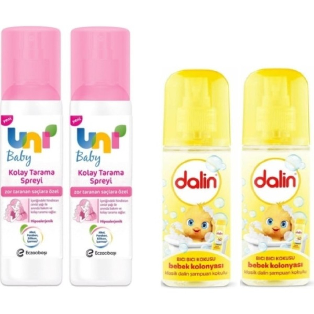 Dalin Bebek Kolonyası Klasik +Uni Baby Zor Taranan Saçlara Özel Kolay Saç Tarama Spreyi 200ML - Renkli Bebek Pudra Fiyatı