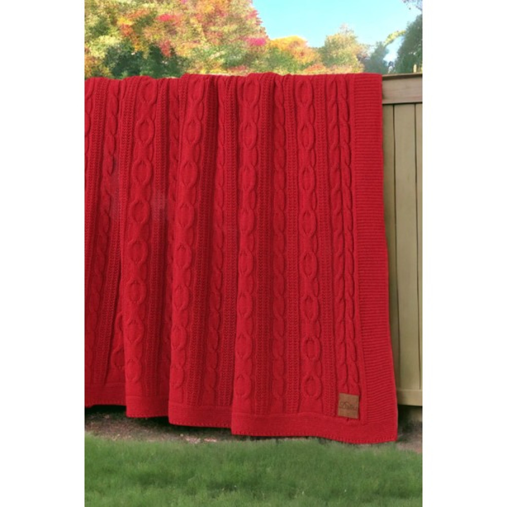 Dalisa Saç Örgü Battaniye Model Tek Kişilik Battaniye Cuo - 130 x 150 cm - Kırmızı Battaniye Fiyatı