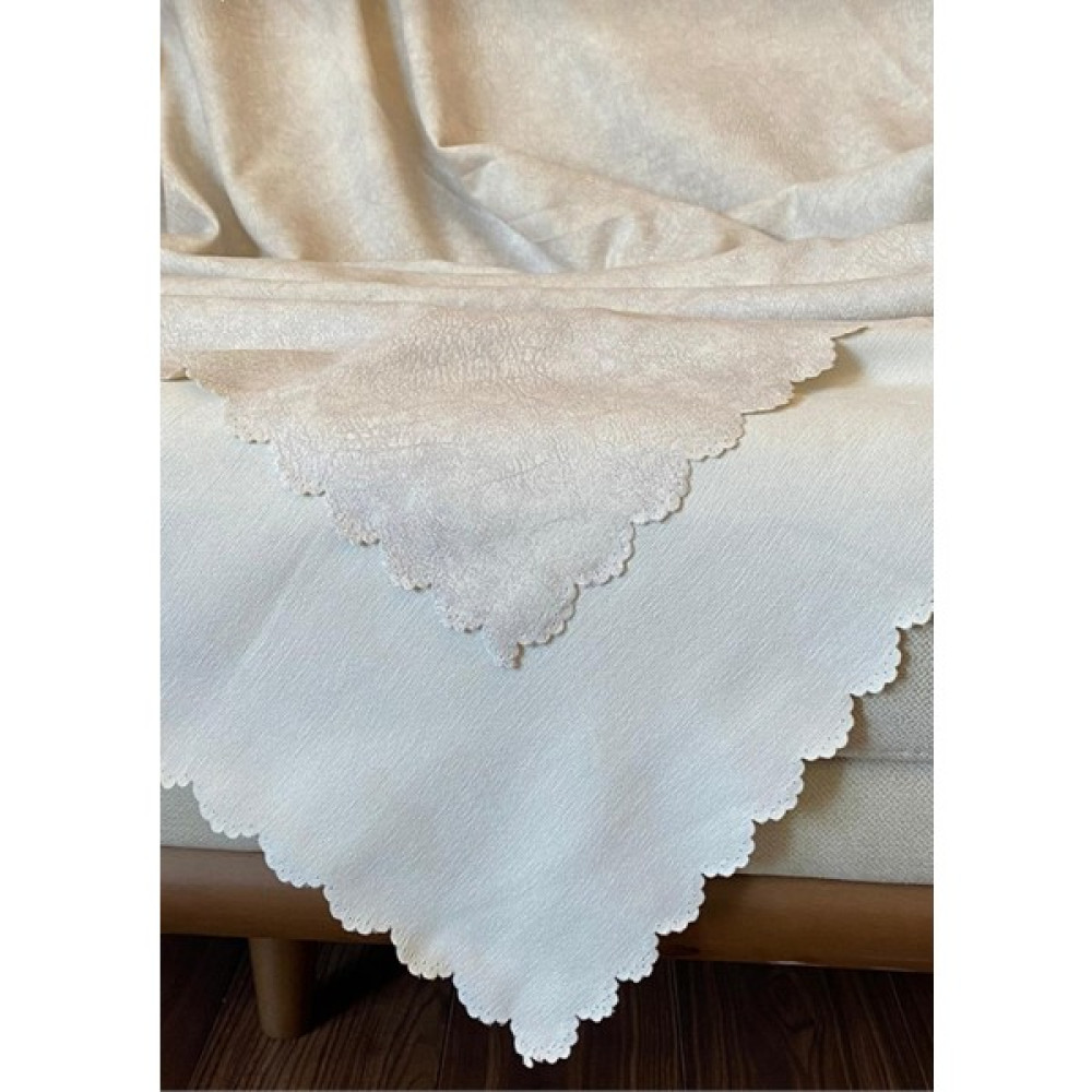 Damarlı Çift Taraflı Şönil Kaymaz Çekyat Koltuk Örtüsü Şalı Krem - 170 x 220 cm Koltuk & Kanepe Örtüsü Fiyatı