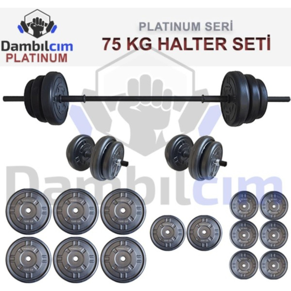 Dambılcım Platinum 75 kg Halter Seti 75 kg Dambıl Seti Ağırlık Seti Vücut Geliştirme Aleti Dambıllar & El / Ayak Ağırlıkları Fiyatı