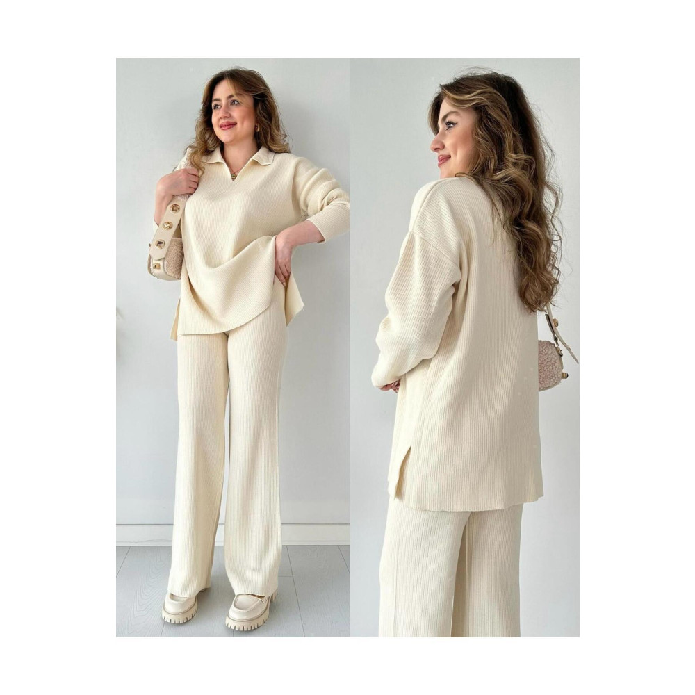 DAMGA Collection Kadın Triko Takım Polo Yaka Kazak ve Pantolon Standart Beden Kadın Giyim Fiyatı