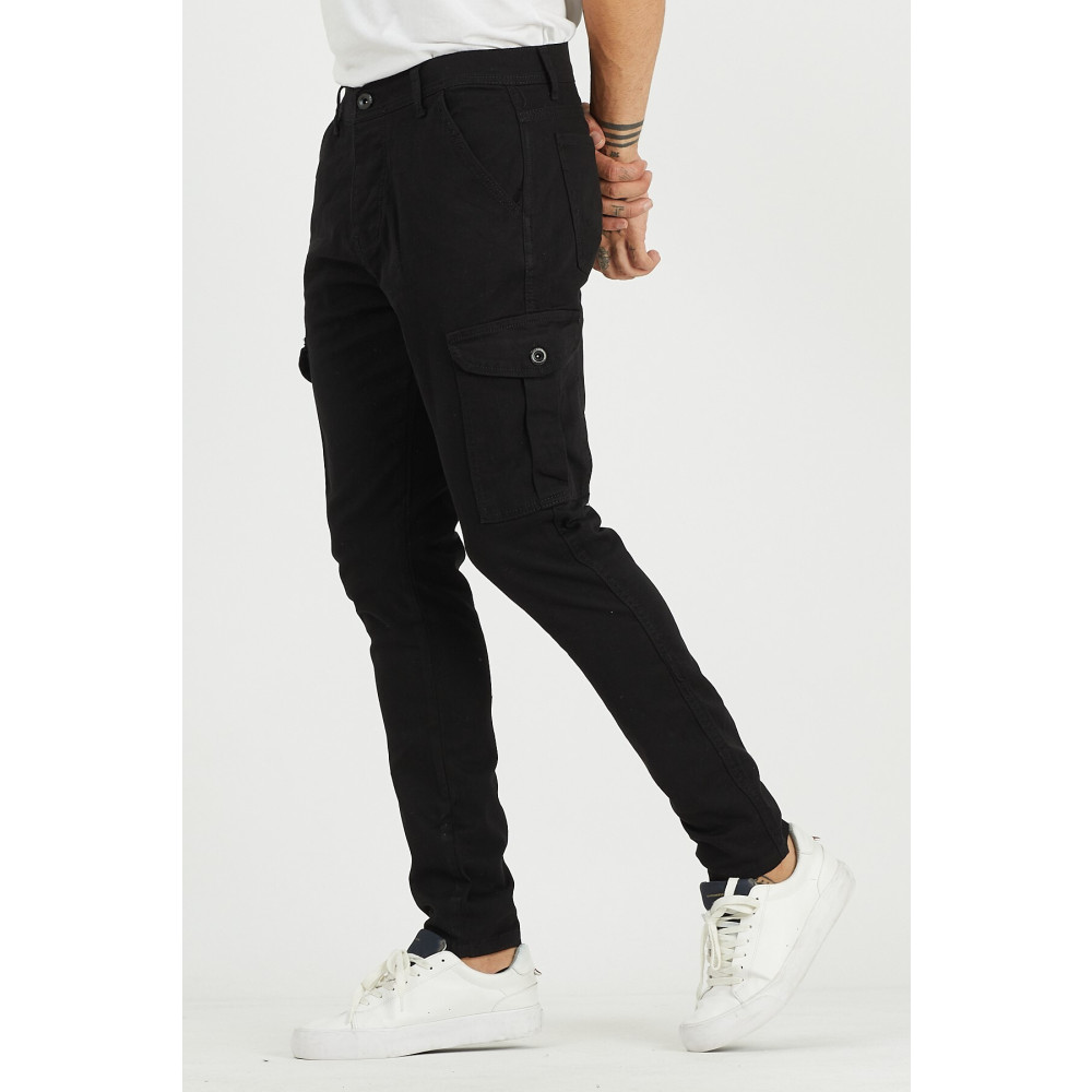 DAMGA JEANS Erkek Günlük Rahat Trend Sokak Modası Kargo Cepli Pantolon Siyah L Beden Kadın Pantolon Fiyatı