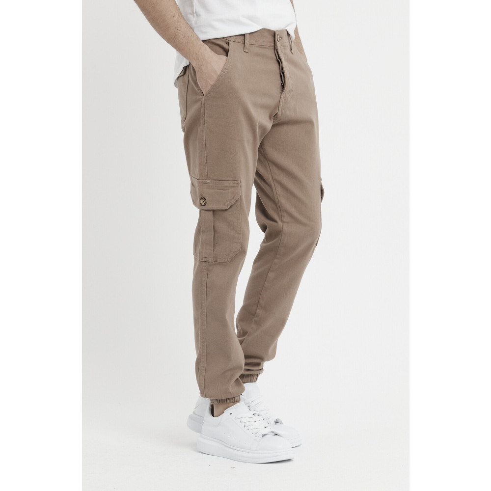 DAMGA JEANS Erkek Riklalı Paçası Lastikli Kargo Cepli Pantolon Camel S Beden Kadın Pantolon Fiyatı