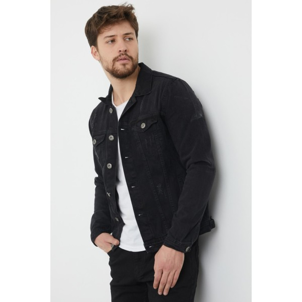 Damga Jeans Erkek Siyah Cep Detaylı Kot Ceket Bayan Ceket Fiyatı