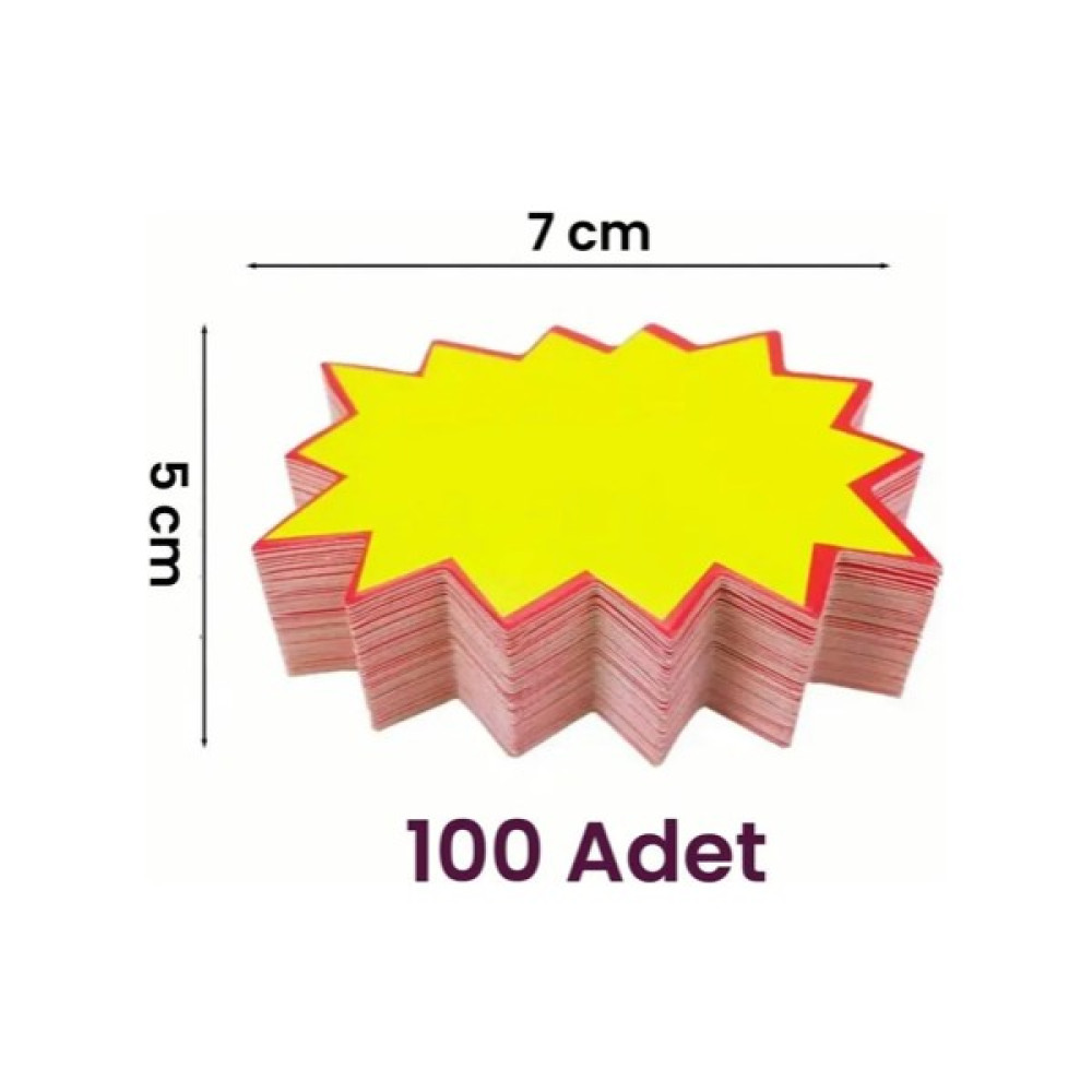 Damga Market 100 Adet 5 × 7 cm Sarı Yıldız Karton Fiyat Etiketi, Mağaza, Bakkal ve Süpermarket Boş Yıldız Etiketi Sarf Tüketim Malzemeleri Fiyatı