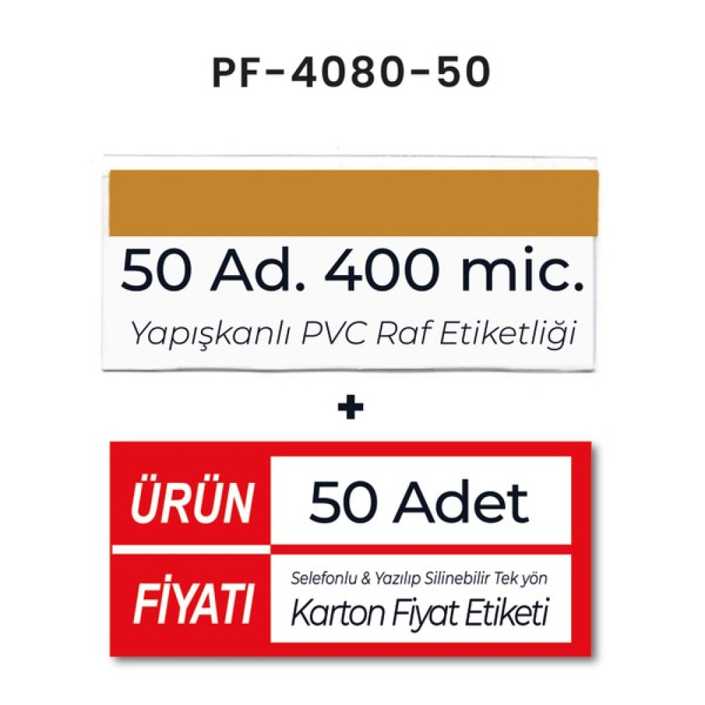 Damga Market Pvc Arkası Yapışkanlı Raf Önü Etiketliği+Silinebilir Karton Iç Etiketi (4X8CM Set) - 50 Sarf Tüketim Malzemeleri Fiyatı
