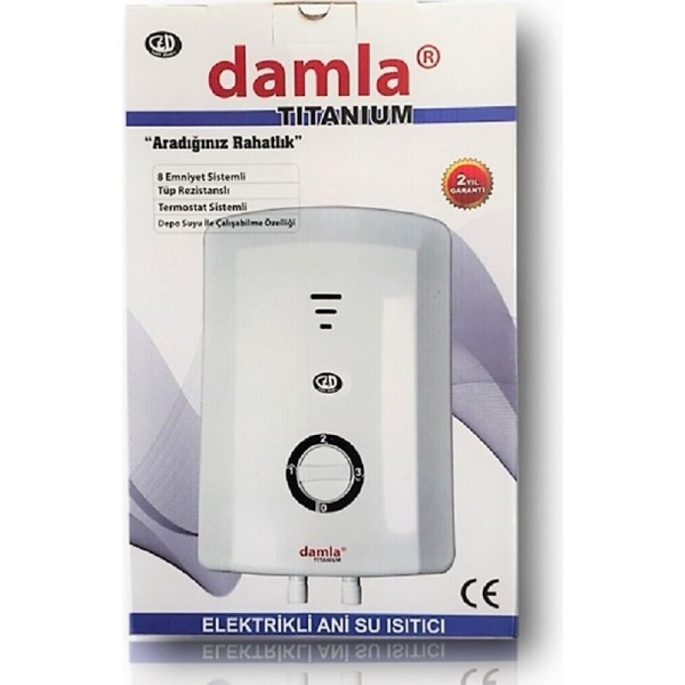 Damla Titanium Elektrikli Şofben - Ani Su Isıtıcı Şohben - Banyo Şofbeni 7500W Şofbenler Fiyatı