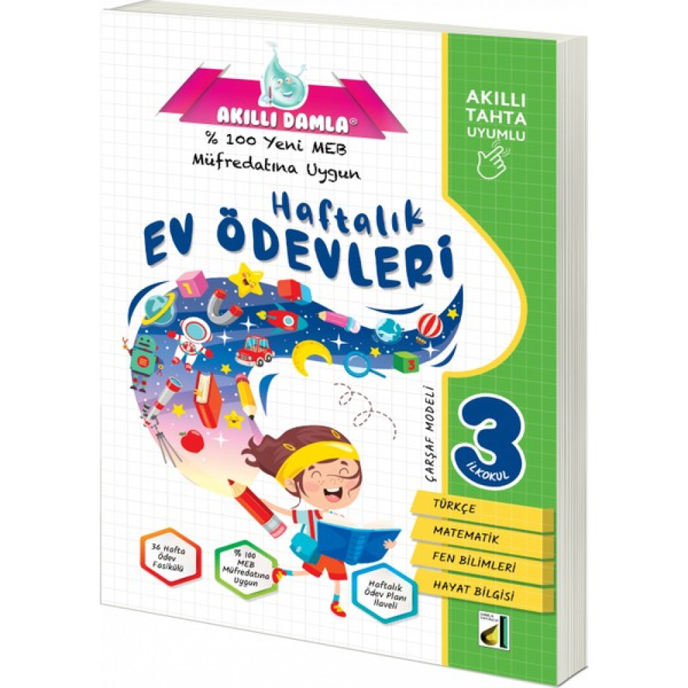 Damla Yayınevi Akıllı Damla Haftalık Ev Ödevleri - 3. Sınıf Tüm Dersler Fiyatı