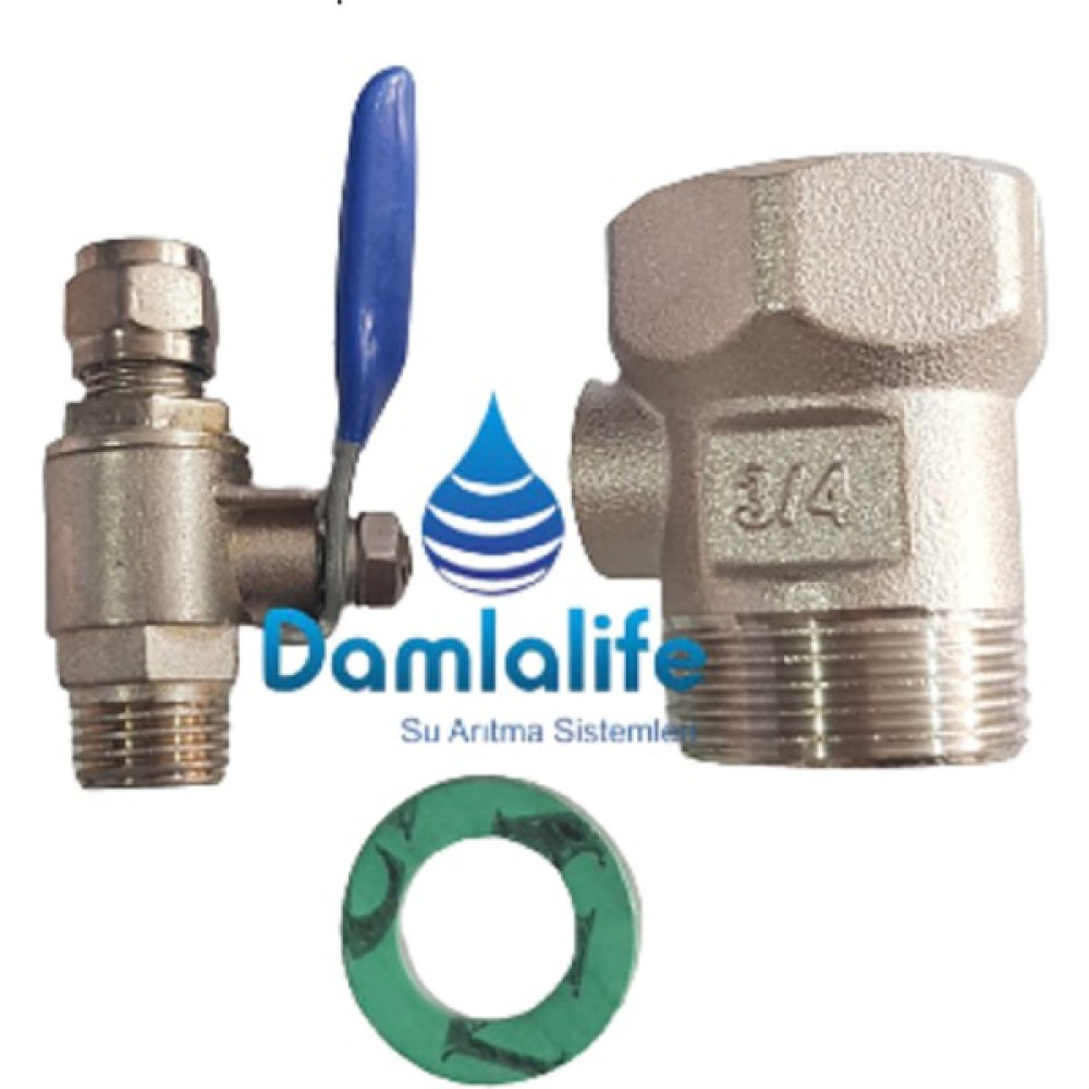 Damlalife Su Arıtma 3/4 Hat Alma Aparatı ve 1/4 Küresel Vana Çamaşır Makinesi Bağlantısı Bahçe Makinesi Fiyatı
