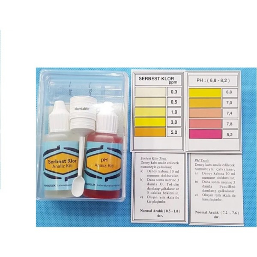 Damlalife Su Test Analiz Sıvısı Ph Analiz Kiti ve Serbest Klor Test Kiti Diğer Test ve Ölçüm Cihazları Fiyatı