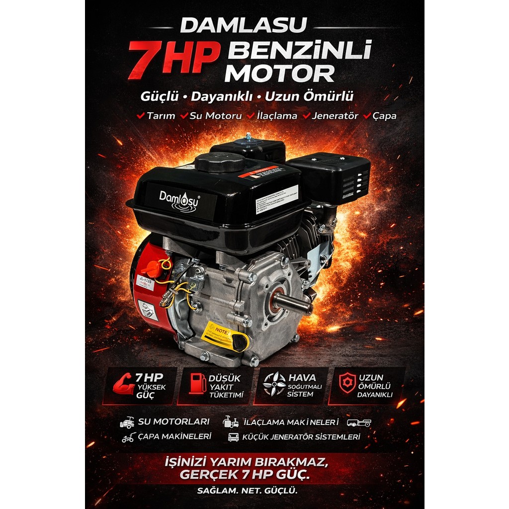 Damlasu Benzinli Motor 7hp Çapa Tip Kamalı Diğer Fiyatı