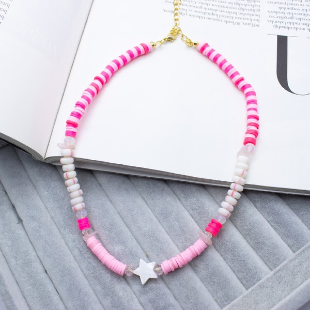 D'amore Atelier Doğal Taş Yıldız Pembe Fimo Kolye Bijuteri Kolye Fiyatı