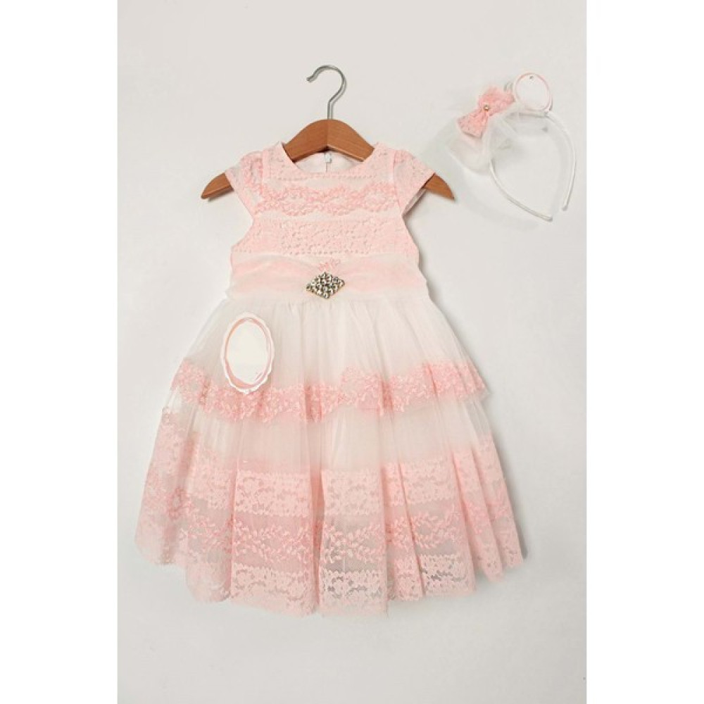 Dantel Fırfırlı Prenses Elbise - Miss Armina Kids - Elbise - Pembe - 2 Yaş - CS2023000001-2607 Kız Çocuk Elbise Fiyatı