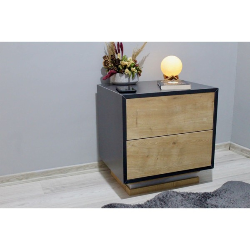 Daphne Home Decor LED Aydınlatmalı Antrasit Komodin Komidin Fiyatı