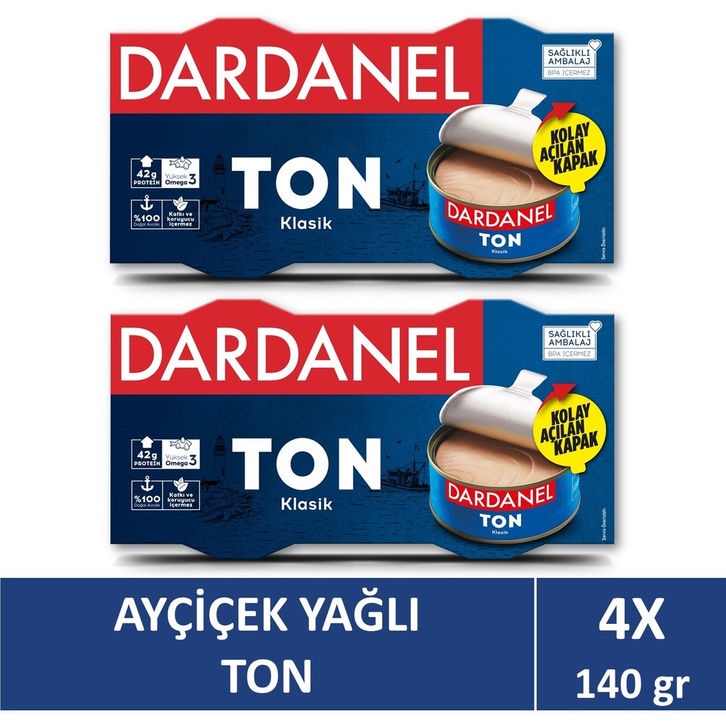 Dardanel Ayçiçek Yağlı Ton Balığı 2x140 gr x 2 Kolay Açılan Kapaklı Pratik Porsiyon - 140 gr Diğer Fiyatı