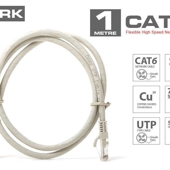 Dark AWG24-7 Cat6 1m Gri Network Kablosu
