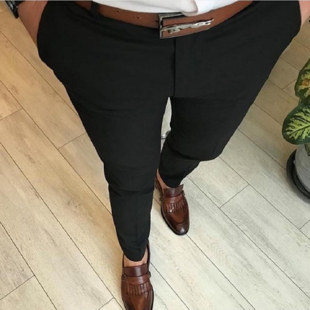 Dark Lavish Erkek Siyah Italyan Kesim Slim Fit Kumaş Pantolon Erkek Pantolon Fiyatı