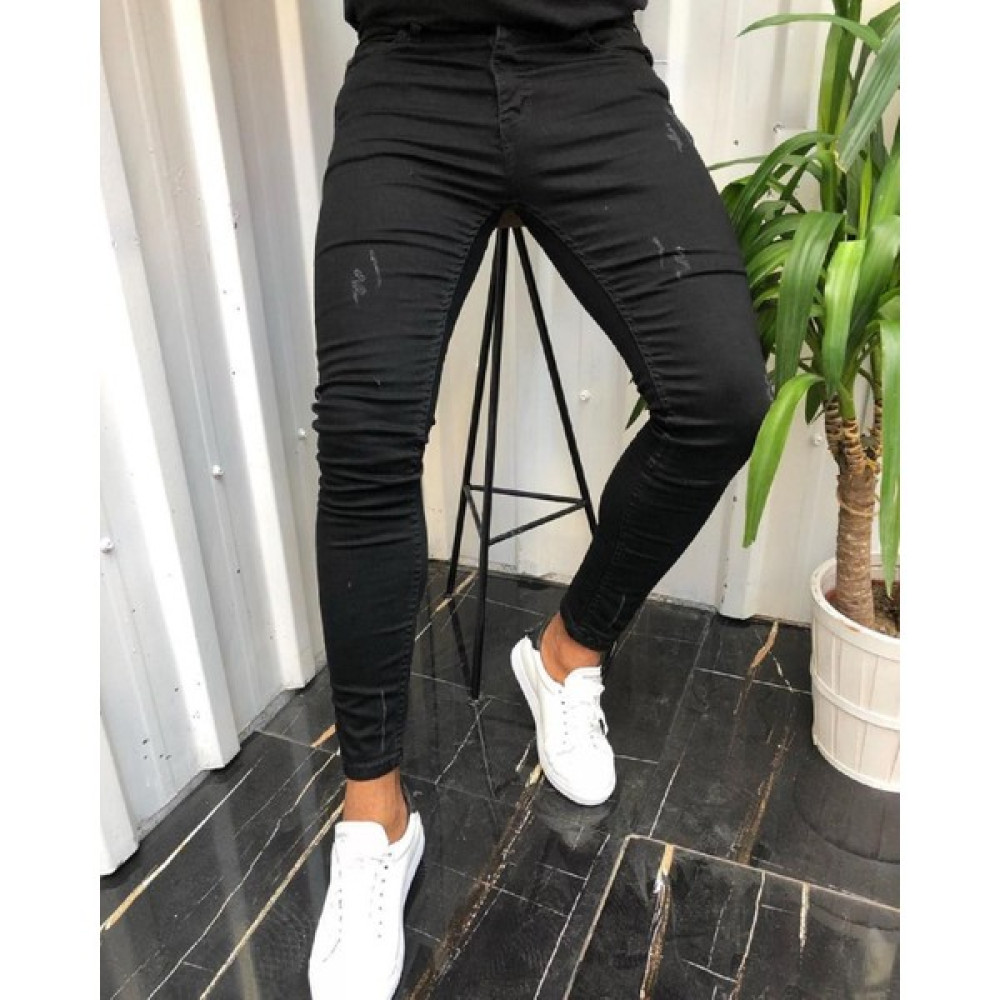 Dark Lavish Erkek Siyah Tırnaklı Jean Italyan Kesim Likralı Denim Skinny Kot pantolon Erkek Jeans / Kot Pantolon Fiyatı
