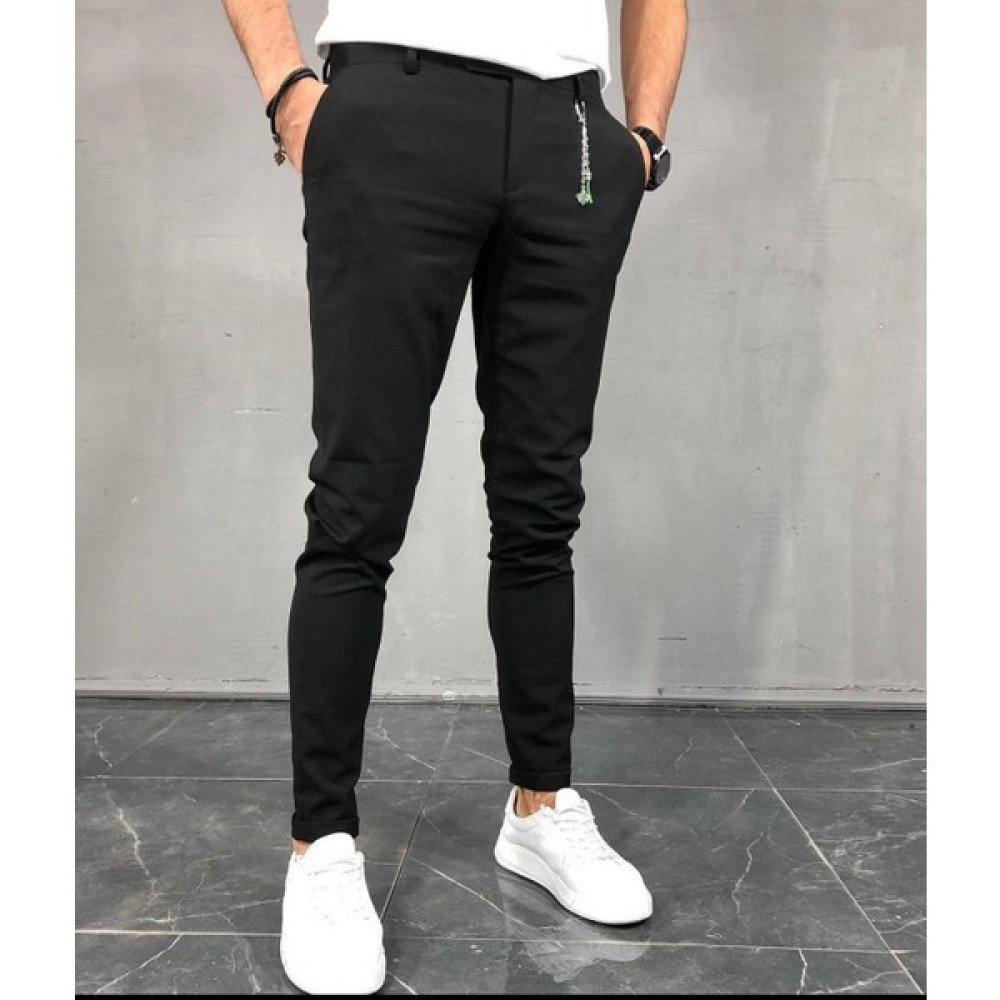 Dark Lavish  ıtalyan Kesim Slim Fit Siyah Keten Pantolon Erkek Pantolon Fiyatı
