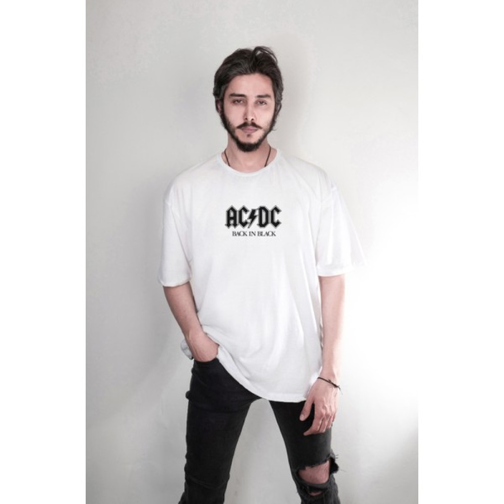 Darkia Ac Dc Acdc Back In Black Yazılı Baskılı Özel Tasarım Oversize Unisex Tişört Erkek T-shirt Fiyatı