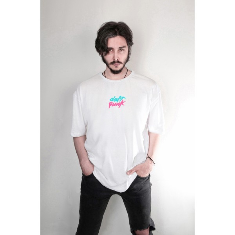 Darkia Daft Punk Yazılı Minimal Baskılı Özel Tasarım Oversize Unisex Tişört Erkek T-shirt Fiyatı