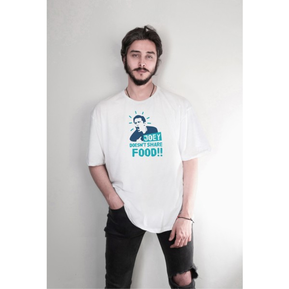 Darkia Friends Joey Doesnt Share Food Tasarım Baskılı Oversize Unisex Tişört Erkek T-shirt Fiyatı