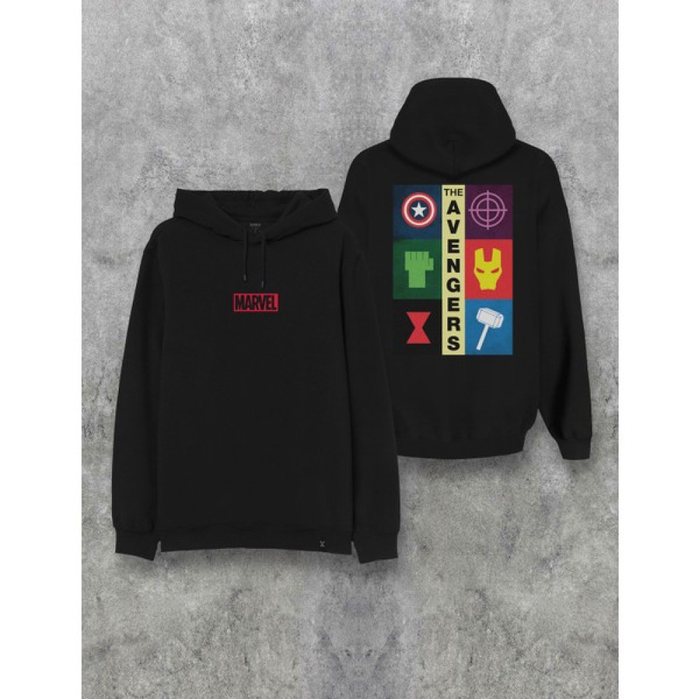Darkia Marvel Avengers Karakterleri Sırt Baskılı Kapşonlu Tasarım Hoodie Erkek Sweatshirt Fiyatı