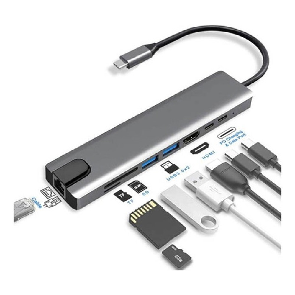DarkSent 8 In 1 Ethernet Sd USB Type C Hub HDMI Girişli Macbook Çevirici Bilgisayar Çevirici ve Adaptörü Fiyatı