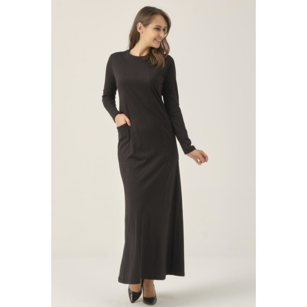 Darlin Moda Siyah Cepli Sıfır Yaka Elbise DM0321 Elbise Fiyatı