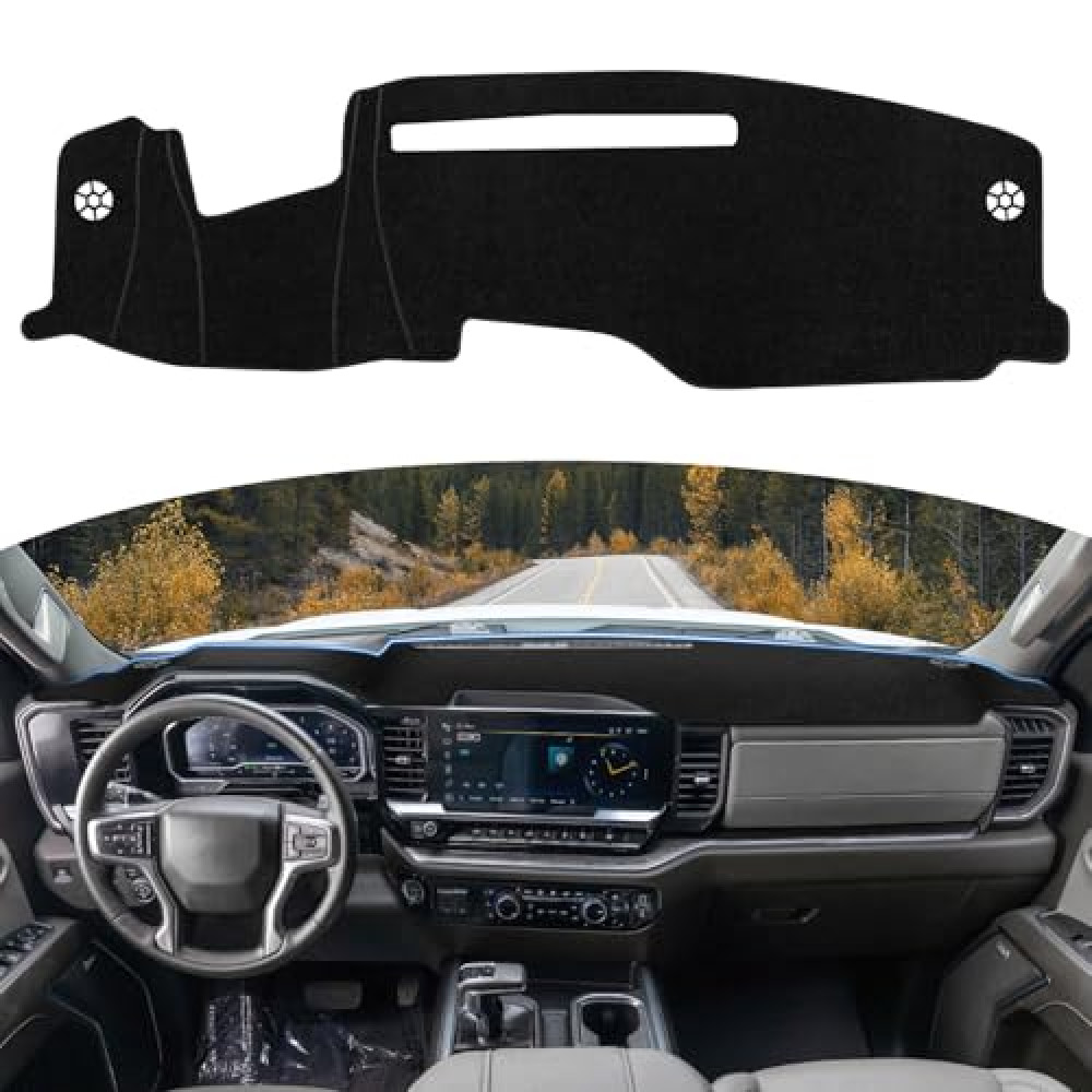 Dash Cover Mat for 2022-2024 2025 Chevy Chevrolet Silverado/GMC Sierra 1500 Accessories, Dashboard Cover Dash Mat for 2024 2025 Silverado & Sierra 2500HD 3500HD Non-Slip Center Console Protector Mat